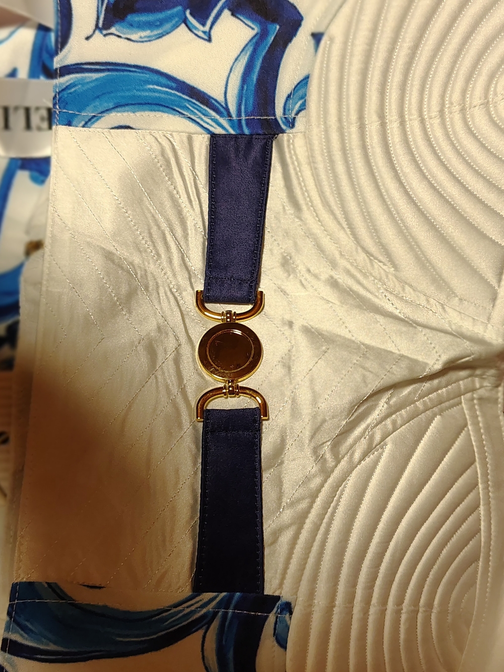 Blue Strap Dress with Gold Ring Detail